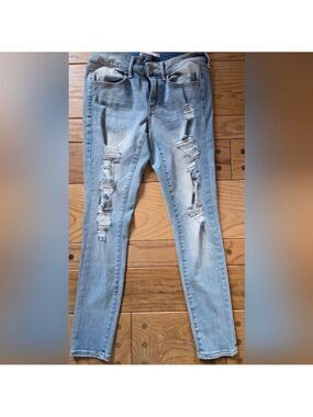 SO Distressed Light Blue Skinny Jeans Women's